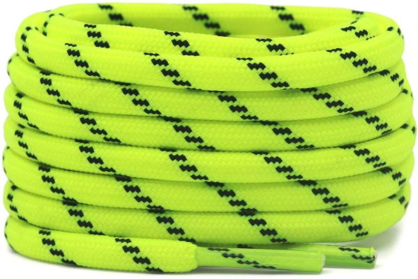 GRAH SANGRAH® (2 Pair) Shoelaces for Hiking Shoes, Outdoor Walking Sneakers, Outdoor Hiking, Climbing, Basketball, Work Boot, Running , Sport Shoes - 120 cm, Fluorescent Black